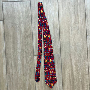 Save the Children Silk Tie Handcrafted Red Kids Art Charity Print Mens Necktie